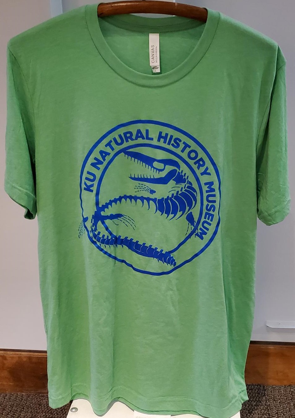 Natural History Museum Unisex Green Tee with Blue Mosasaur Logo