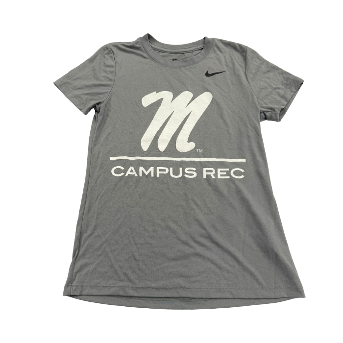 Women's-Cut Nike Grey Script M Short Sleeve