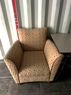 Brown and Red Accent Chair