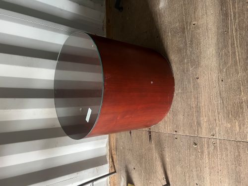 Wood Side Table with Glass Top