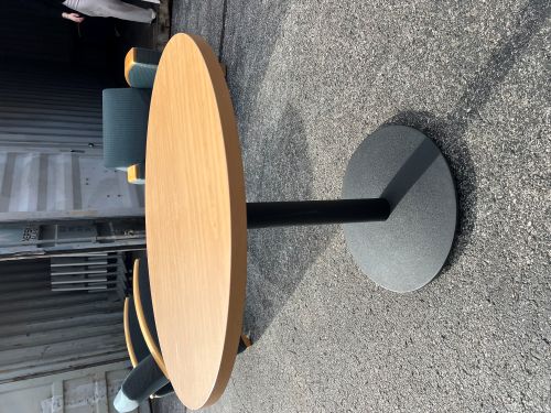 Round Table with Black Metal Base