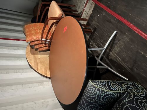 Round Table with Grey Metal Base