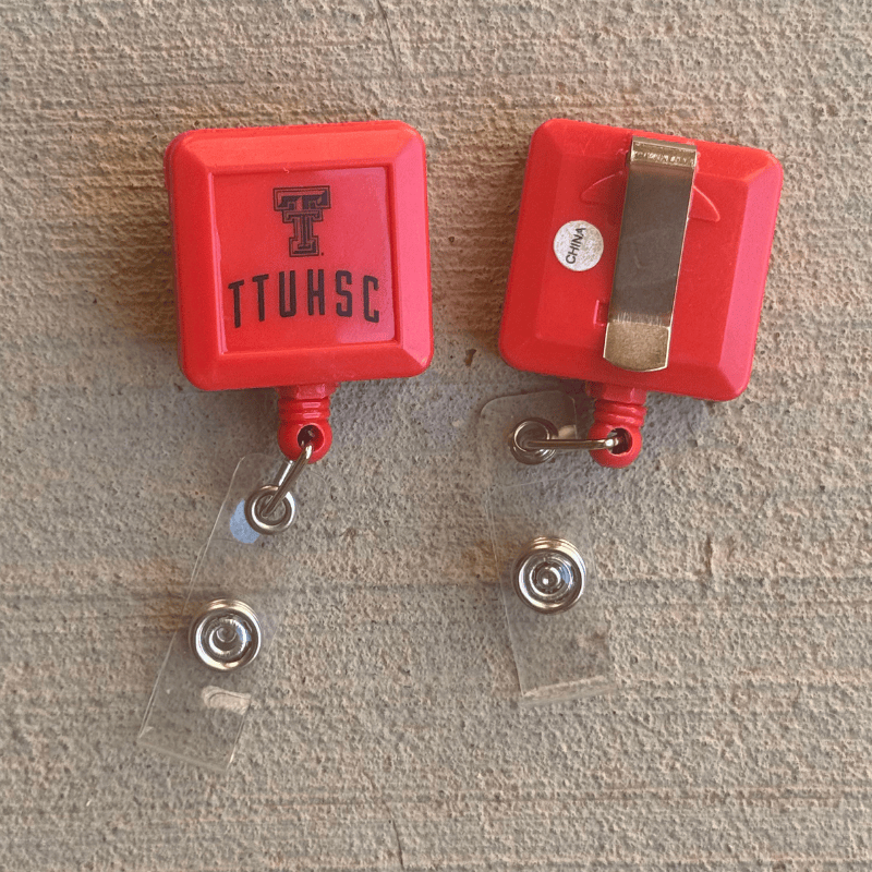 Square Badge Reel - Red