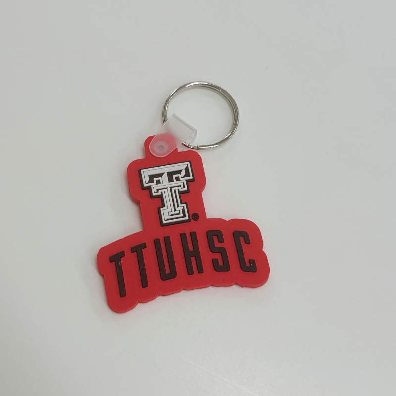 Red Stacked Logo Key Chain