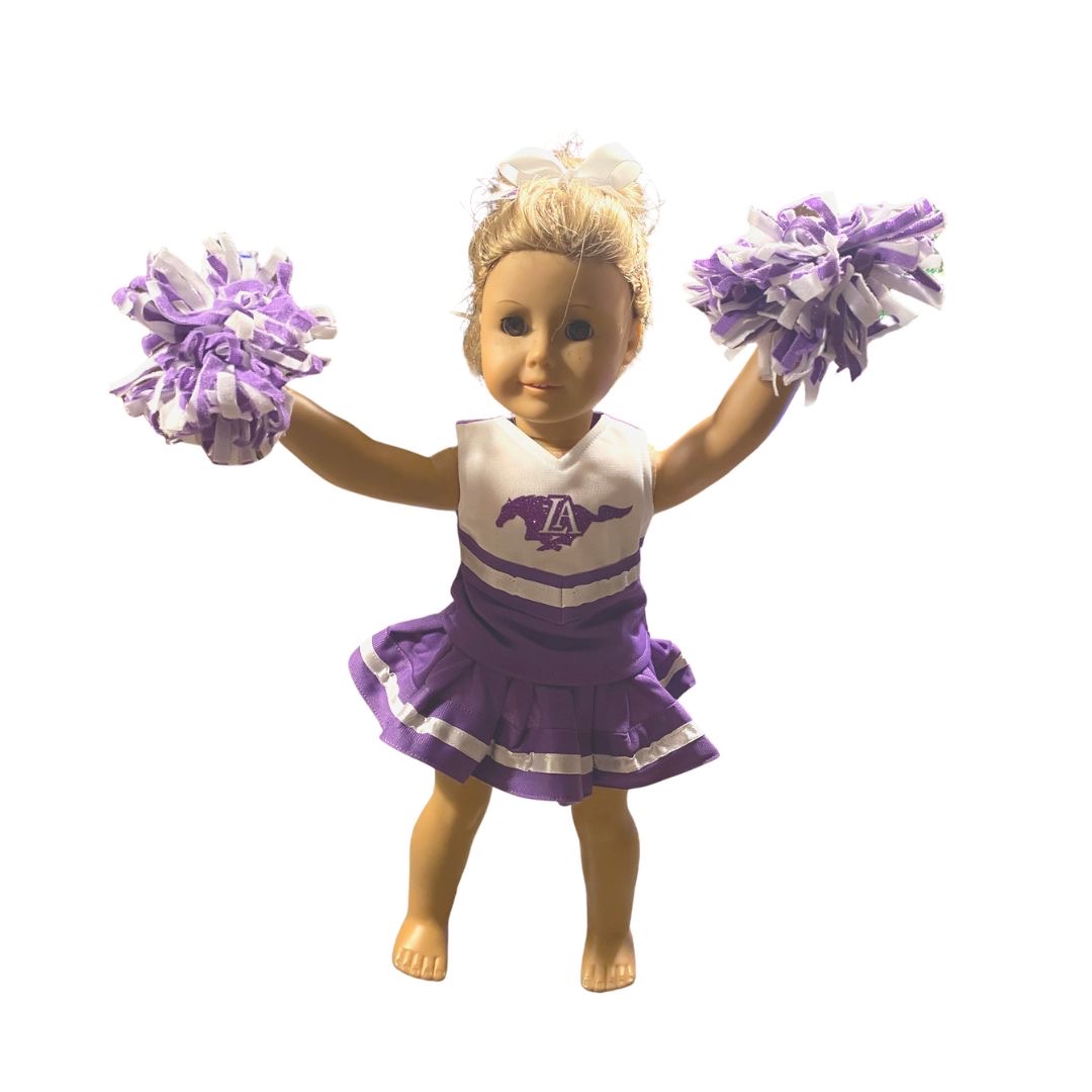 American Girl Doll Cheer Uniform - Includes pom poms & hair bow